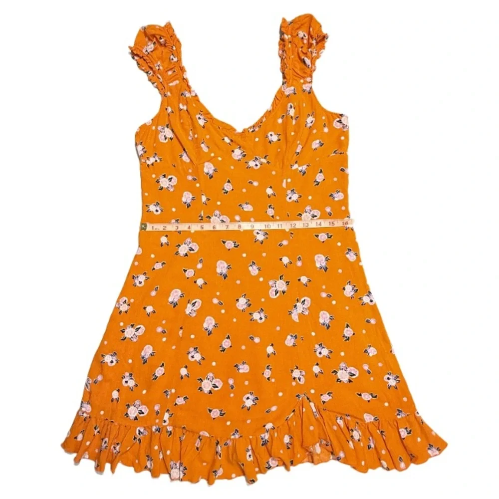 FREE PEOPLE | Like A Lady Mini Dress Orange Summer Beach Vacation Floral Boho